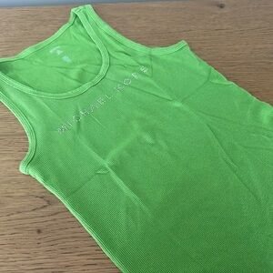 Michael Kors Neon Green Ribbed Tank Top with Logo